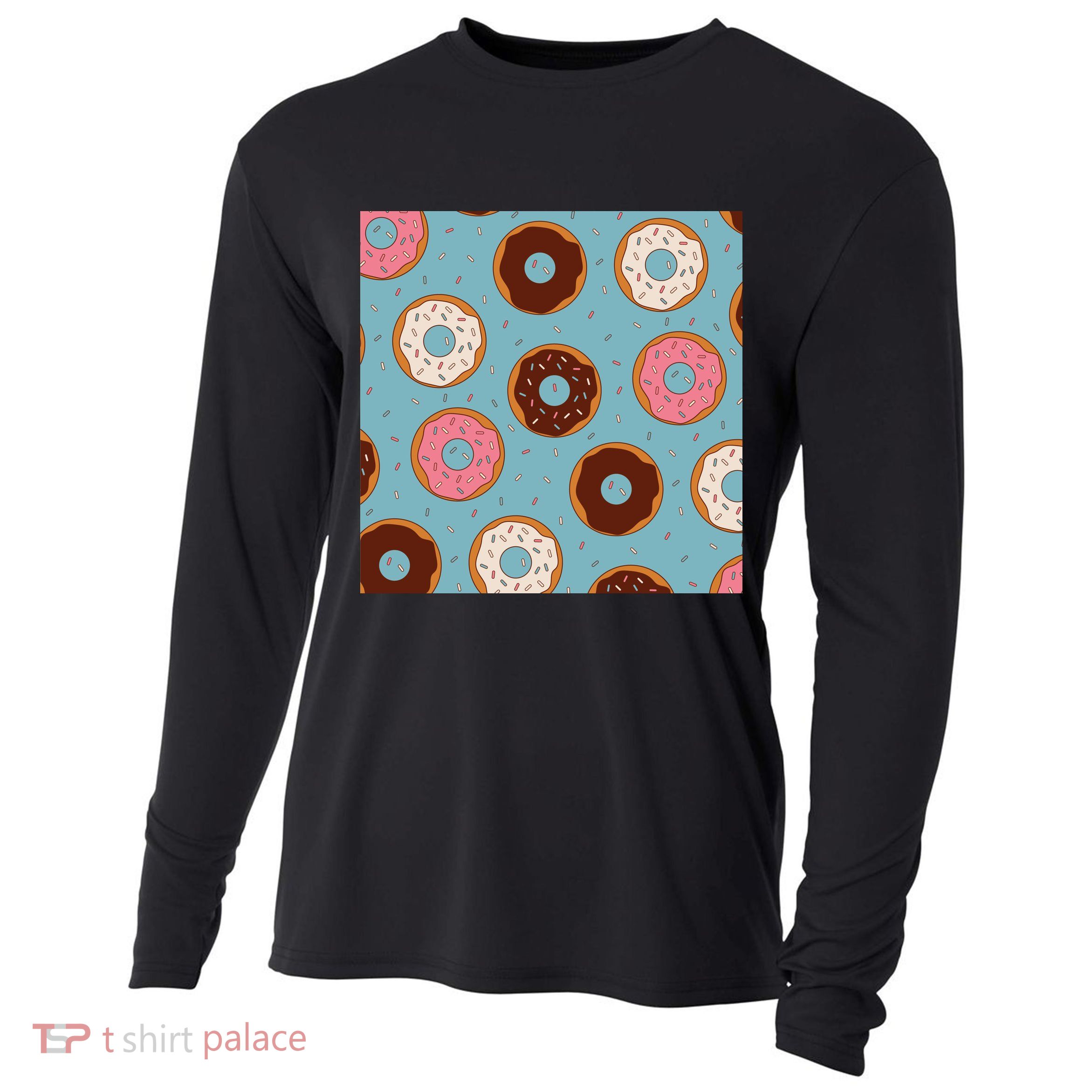 Donut Sweet Pastries Pattern Cooling Performance Long Sleeve Crew