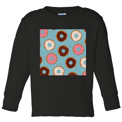 Donut Sweet Pastries Pattern Toddler Long Sleeve Shirt