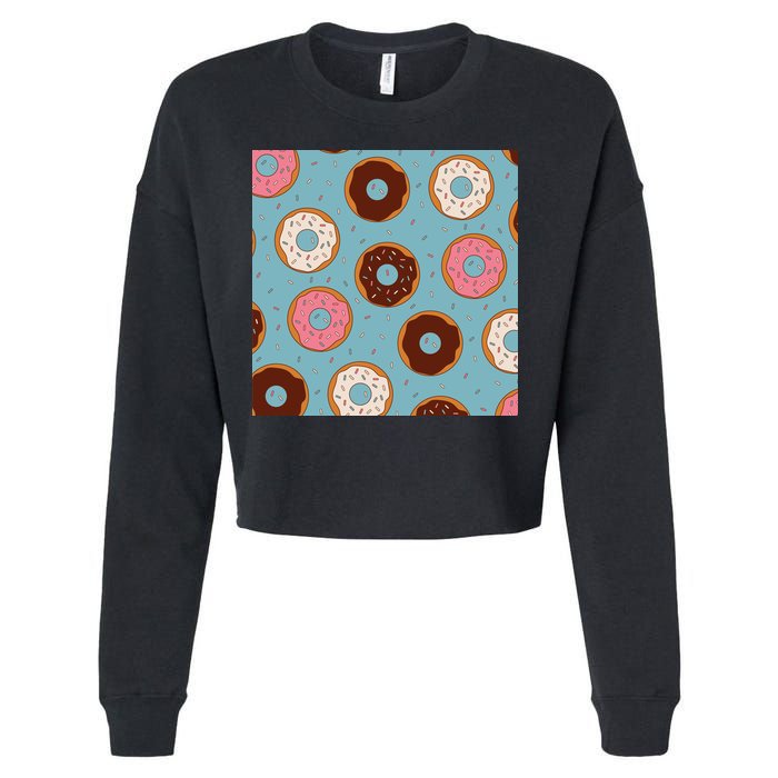 Donut Sweet Pastries Pattern Cropped Pullover Crew