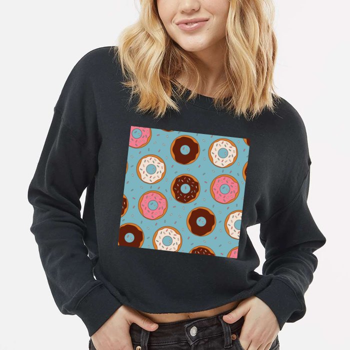 Donut Sweet Pastries Pattern Cropped Pullover Crew