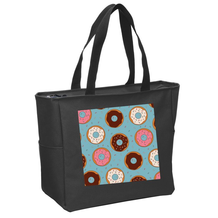 Donut Sweet Pastries Pattern Zip Tote Bag