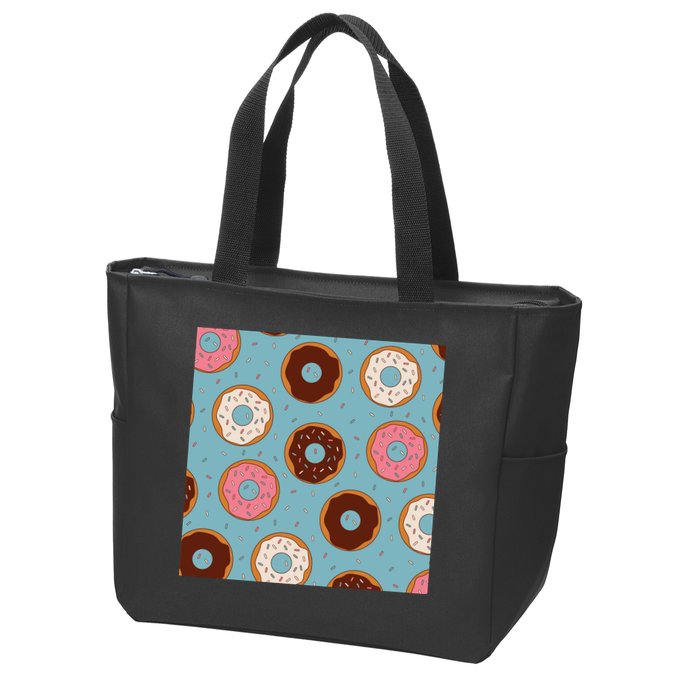 Donut Sweet Pastries Pattern Zip Tote Bag