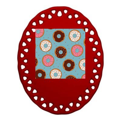 Donut Sweet Pastries Pattern Ceramic Oval Ornament