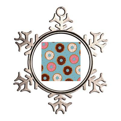 Donut Sweet Pastries Pattern Metallic Star Ornament