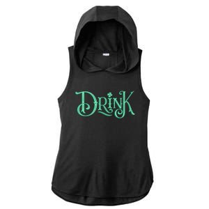 Drink St Patrick's Day Festive Party Ladies PosiCharge Tri-Blend Wicking Draft Hoodie Tank