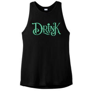 Drink St Patrick's Day Festive Party Ladies PosiCharge Tri-Blend Wicking Tank