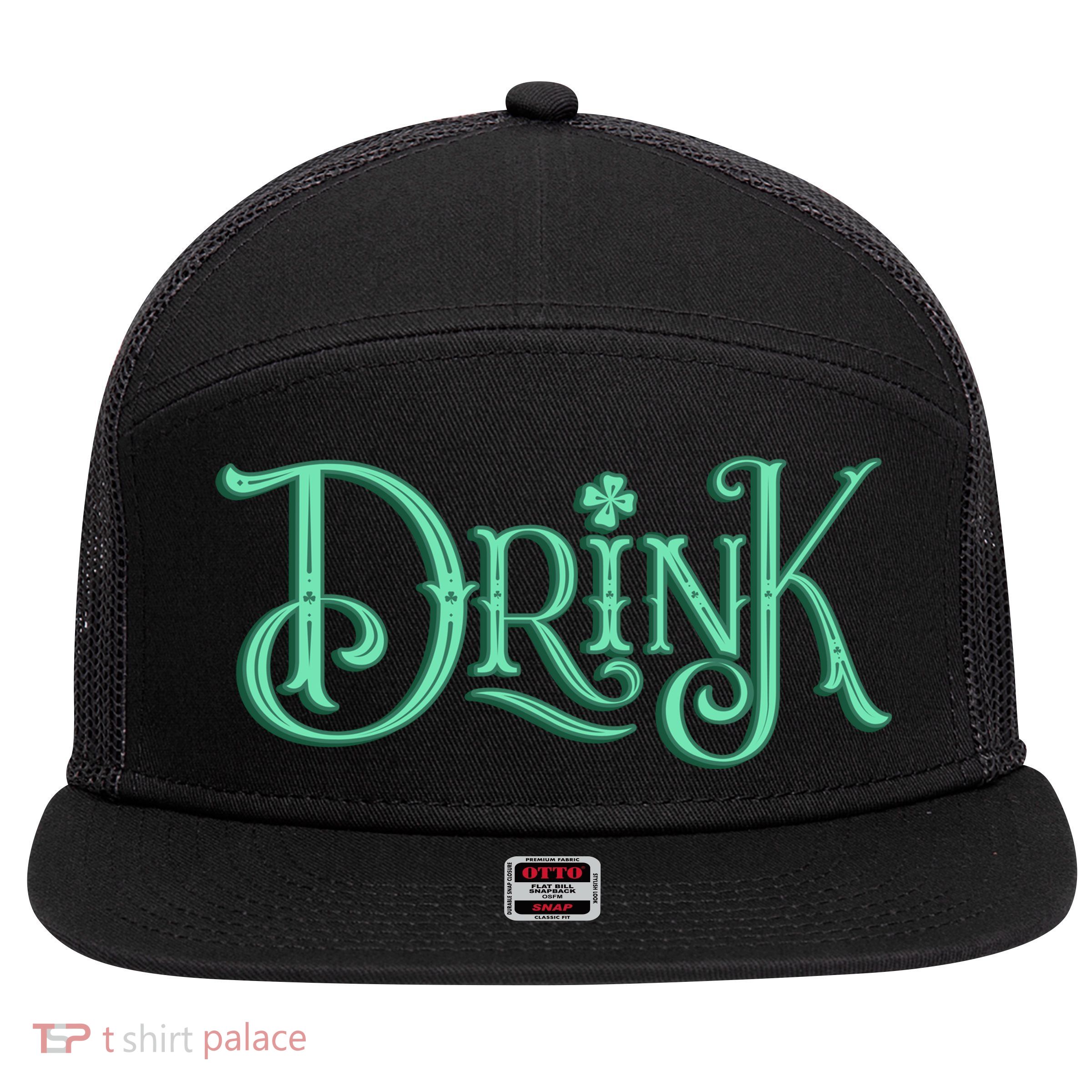 Drink St Patrick's Day Festive Party 7 Panel Mesh Trucker Snapback Hat
