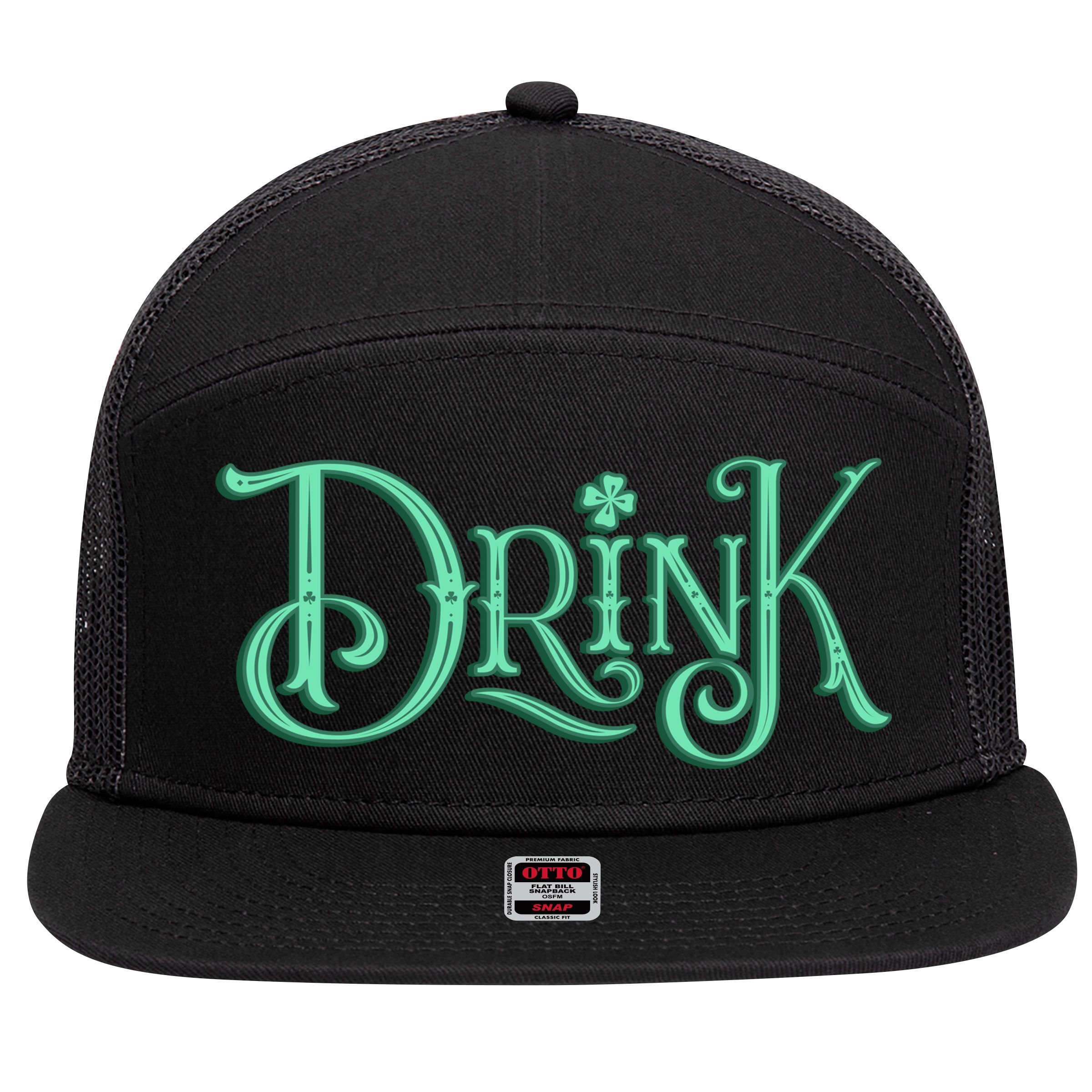 Drink St Patrick's Day Festive Party 7 Panel Mesh Trucker Snapback Hat