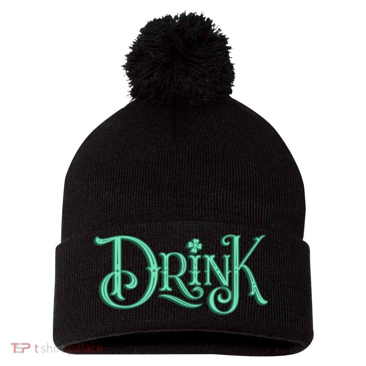 Drink St Patrick's Day Festive Party Pom Pom 12in Knit Beanie