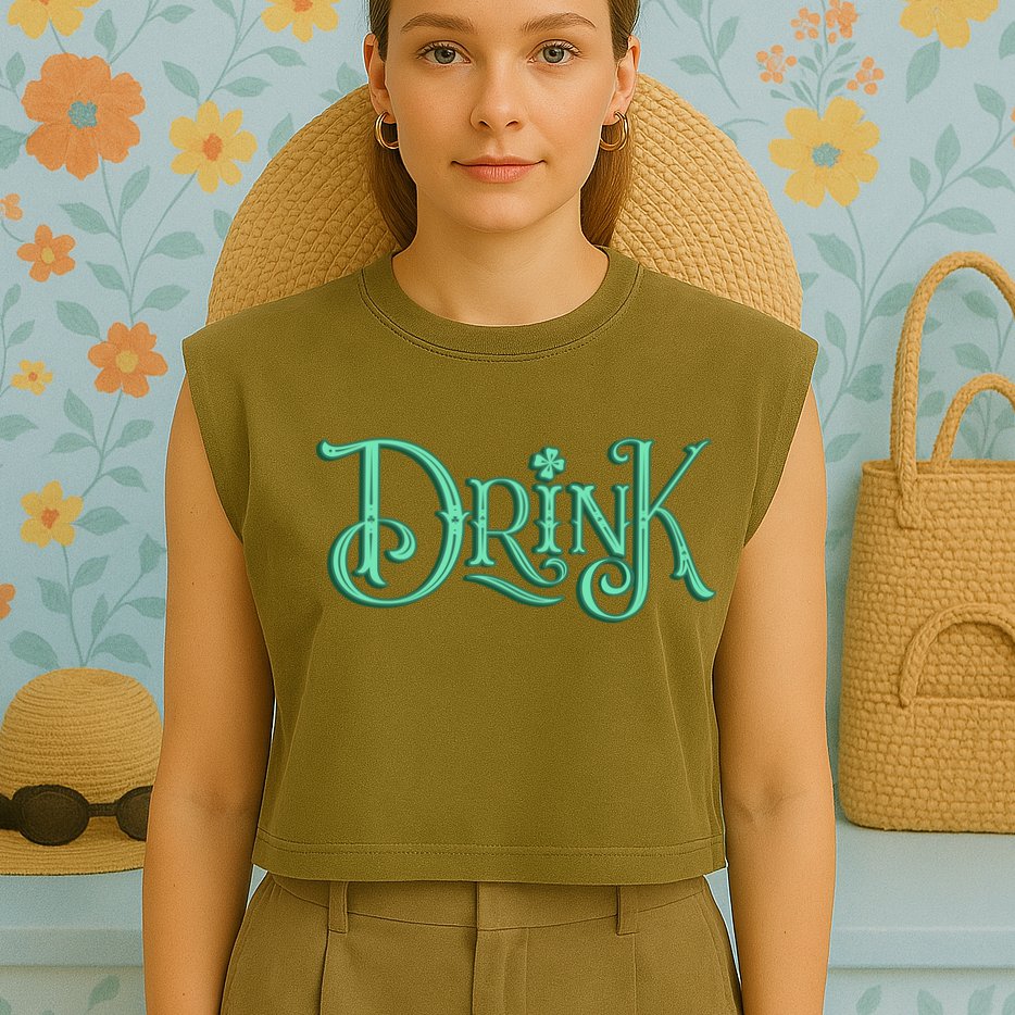 Drink St Patrick's Day Festive Party Garment-Dyed Women's Muscle Tee