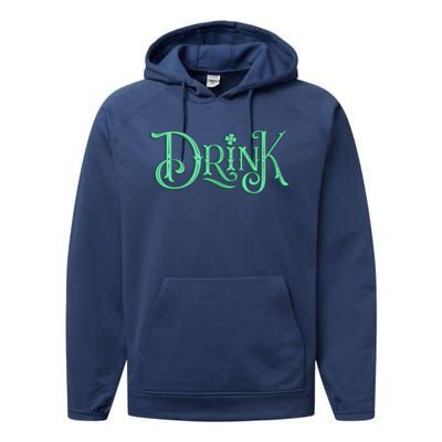 Drink St Patrick's Day Festive Party Performance Fleece Hoodie