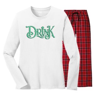 Drink St Patrick's Day Festive Party Women's Long Sleeve Flannel Pajama Set 