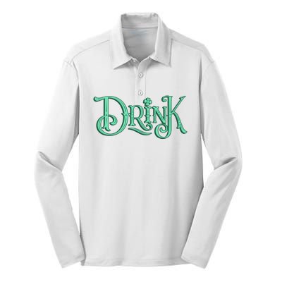 Drink St Patrick's Day Festive Party Silk Touch Performance Long Sleeve Polo