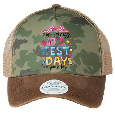Dont Stress Pencil Coquette Bow Rock The Test Testing Day Legacy Tie Dye Trucker Hat