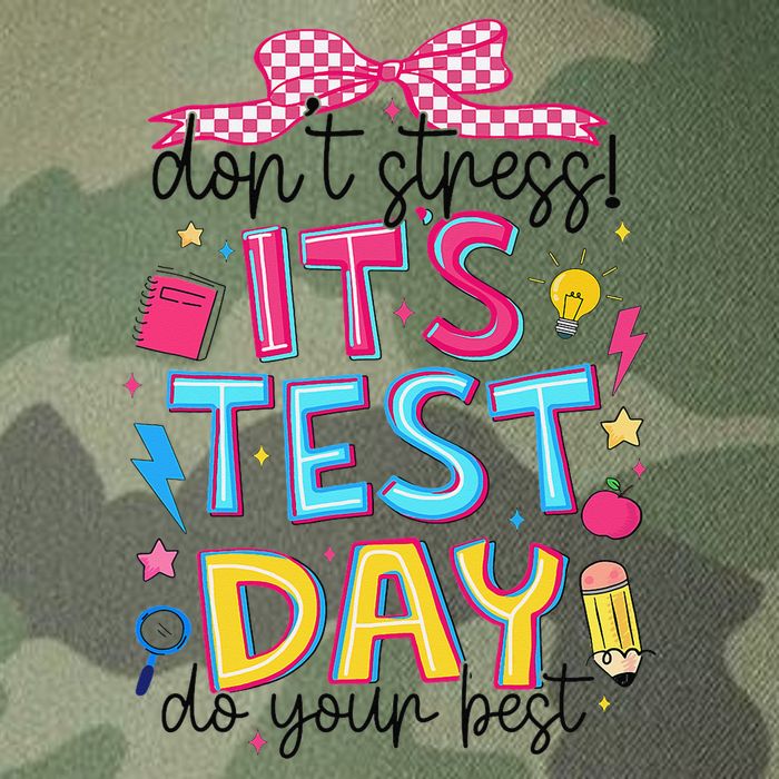 Dont Stress Pencil Coquette Bow Rock The Test Testing Day Legacy Tie Dye Trucker Hat