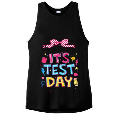 Dont Stress Pencil Coquette Bow Rock The Test Testing Day Ladies PosiCharge Tri-Blend Wicking Tank