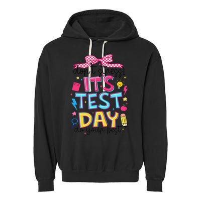 Dont Stress Pencil Coquette Bow Rock The Test Testing Day Garment-Dyed Fleece Hoodie