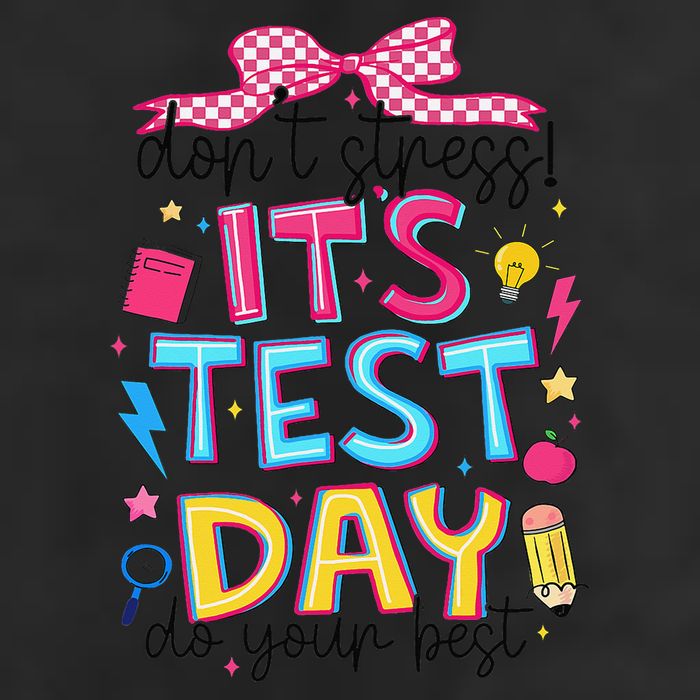 Dont Stress Pencil Coquette Bow Rock The Test Testing Day 7 Panel Mesh Trucker Snapback Hat