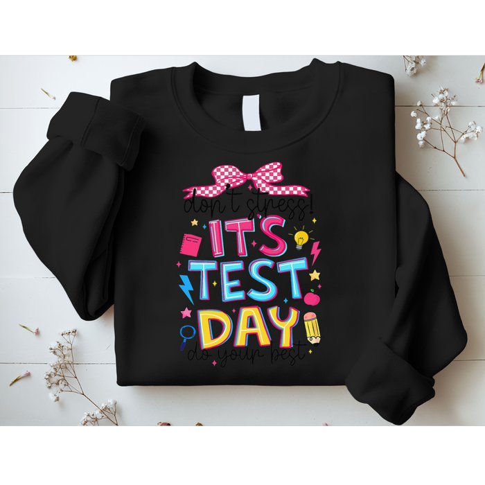 Dont Stress Pencil Coquette Bow Rock The Test Testing Day Sweatshirt
