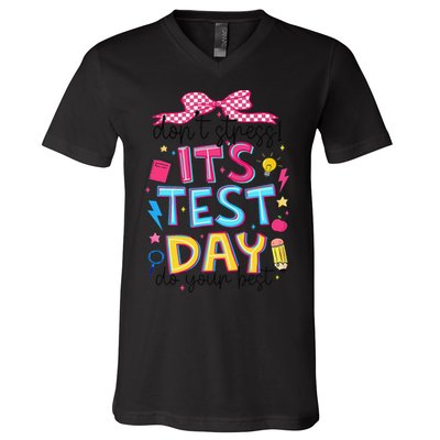 Dont Stress Pencil Coquette Bow Rock The Test Testing Day V-Neck T-Shirt