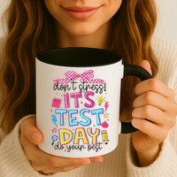 Dont Stress Pencil Coquette Bow Rock The Test Testing Day Mug