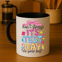 Dont Stress Pencil Coquette Bow Rock The Test Testing Day Mug
