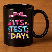 Dont Stress Pencil Coquette Bow Rock The Test Testing Day 11oz C Handle Ceramic Mug
