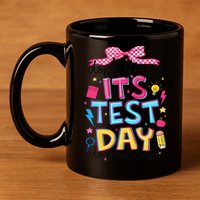 Dont Stress Pencil Coquette Bow Rock The Test Testing Day 11oz C Handle Ceramic Mug