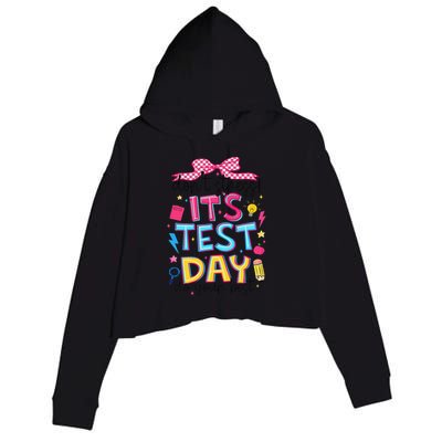 Dont Stress Pencil Coquette Bow Rock The Test Testing Day Crop Fleece Hoodie