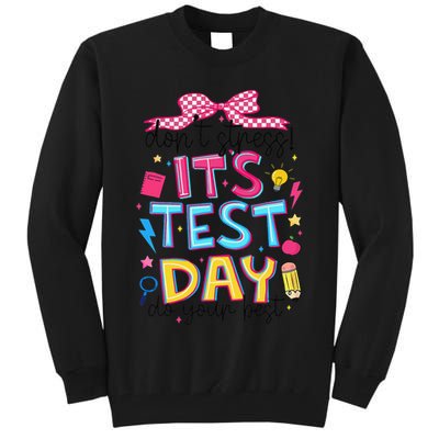 Dont Stress Pencil Coquette Bow Rock The Test Testing Day Tall Sweatshirt