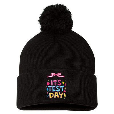 Dont Stress Pencil Coquette Bow Rock The Test Testing Day Pom Pom 12in Knit Beanie