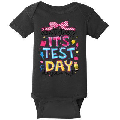 Dont Stress Pencil Coquette Bow Rock The Test Testing Day Baby Bodysuit