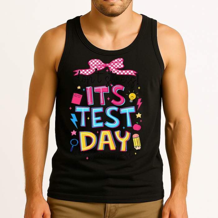 Dont Stress Pencil Coquette Bow Rock The Test Testing Day Tank Top