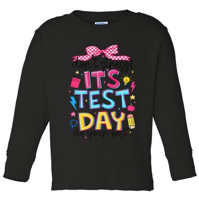 Dont Stress Pencil Coquette Bow Rock The Test Testing Day Toddler Long Sleeve Shirt