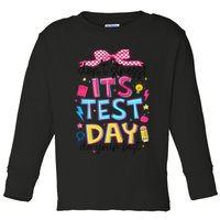 Dont Stress Pencil Coquette Bow Rock The Test Testing Day Toddler Long Sleeve Shirt