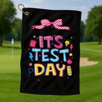 Dont Stress Pencil Coquette Bow Rock The Test Testing Day Golf Towel