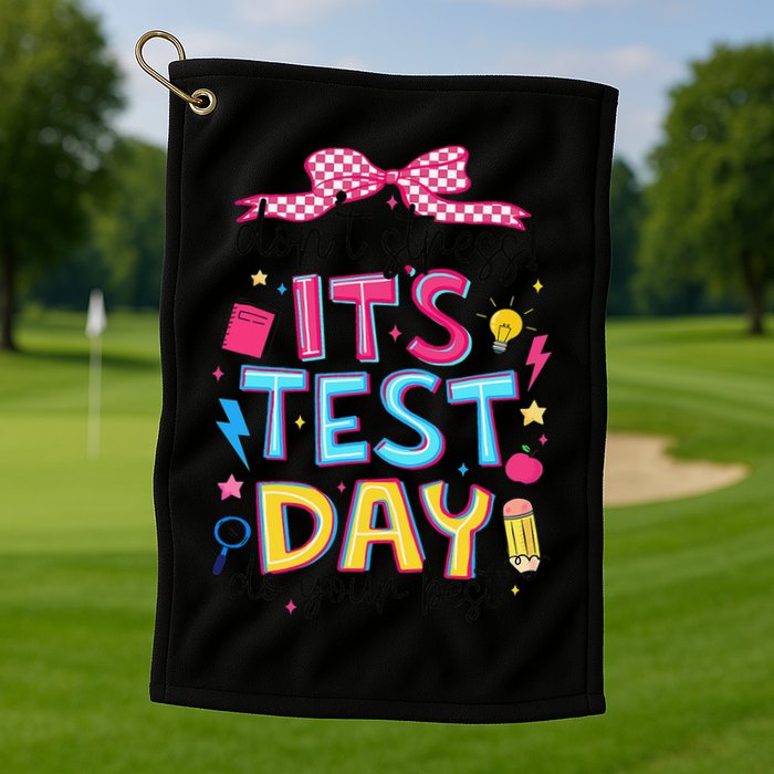 Dont Stress Pencil Coquette Bow Rock The Test Testing Day Golf Towel