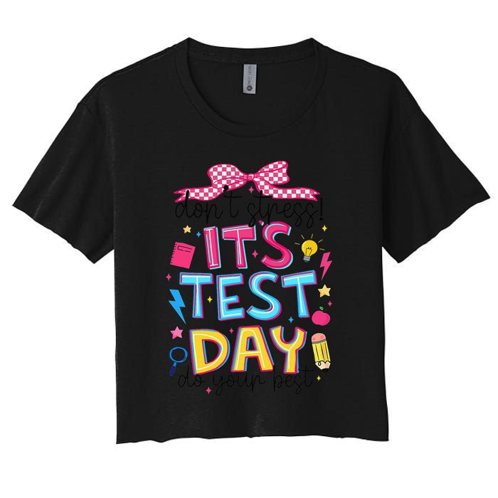 Dont Stress Pencil Coquette Bow Rock The Test Testing Day Crop Top