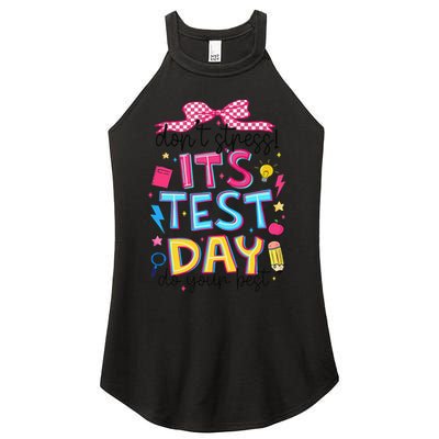 Dont Stress Pencil Coquette Bow Rock The Test Testing Day Women's Perfect Tri Rocker Tank