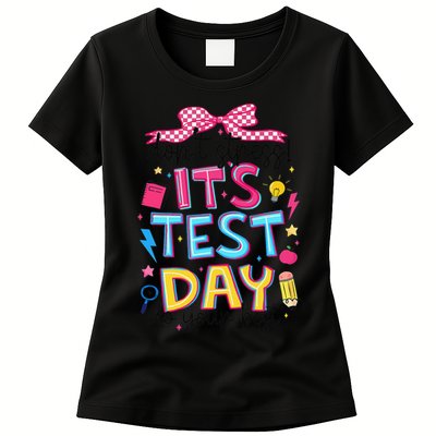 Dont Stress Pencil Coquette Bow Rock The Test Testing Day Womens T-Shirt