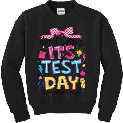 Dont Stress Pencil Coquette Bow Rock The Test Testing Day Kids Sweatshirt