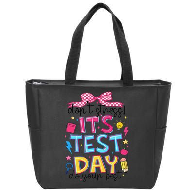 Dont Stress Pencil Coquette Bow Rock The Test Testing Day Zip Tote Bag