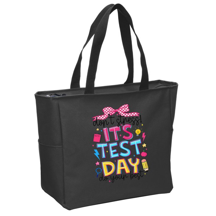 Dont Stress Pencil Coquette Bow Rock The Test Testing Day Zip Tote Bag