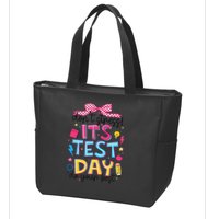 Dont Stress Pencil Coquette Bow Rock The Test Testing Day Zip Tote Bag