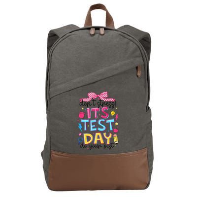 Dont Stress Pencil Coquette Bow Rock The Test Testing Day Cotton Canvas Backpack