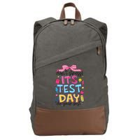 Dont Stress Pencil Coquette Bow Rock The Test Testing Day Cotton Canvas Backpack