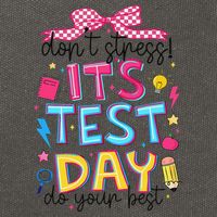 Dont Stress Pencil Coquette Bow Rock The Test Testing Day Cotton Canvas Backpack