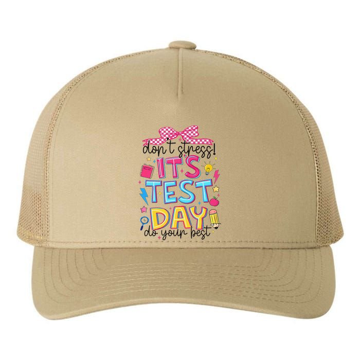 Dont Stress Pencil Coquette Bow Rock The Test Testing Day Yupoong Adult 5-Panel Trucker Hat