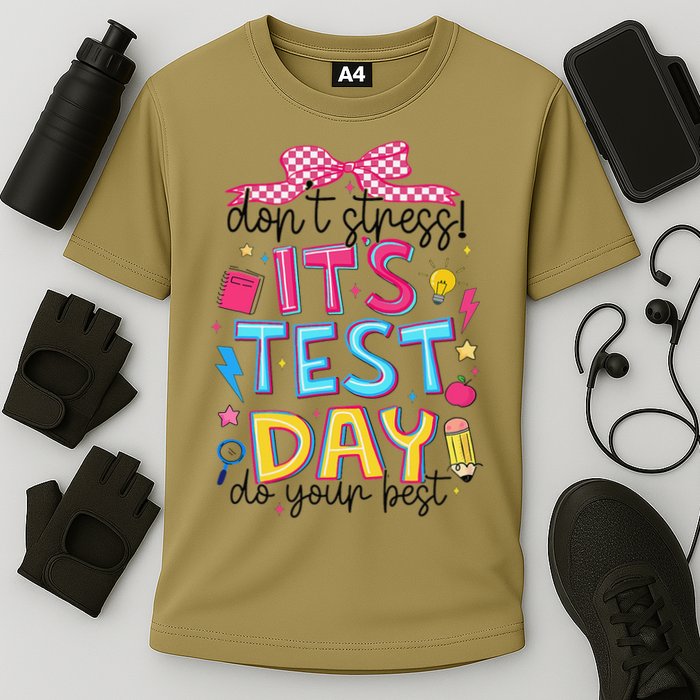 Dont Stress Pencil Coquette Bow Rock The Test Testing Day Performance Shirt