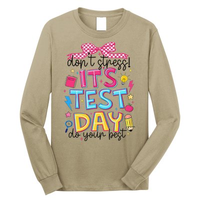 Dont Stress Pencil Coquette Bow Rock The Test Testing Day Long Sleeve Shirt